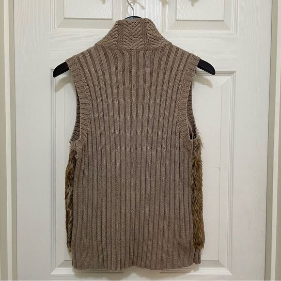 Fenn Wright Manson Knit Vest w/ Faux Fur Front Full Zip Women’s Size Large L - Picture 2 of 5